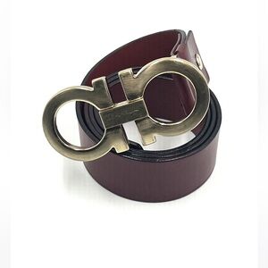 Ferragamo Men's Groppone Enamel Belt - Brown